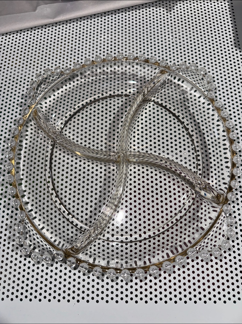 Vintage Imperial Candlewick Glass Divided Relish Dish 8"